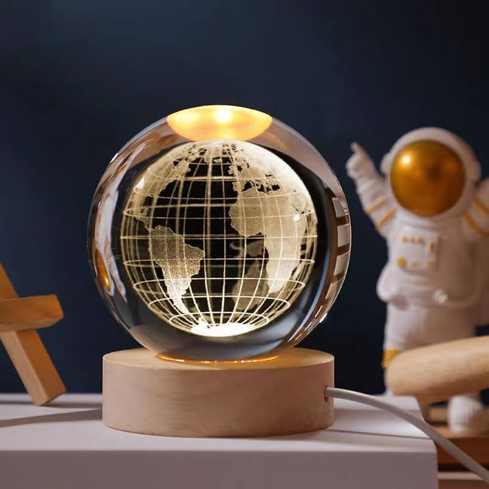 3D Crystal Ball Lamp - LED Night Light for Home & Gift - vistorahub