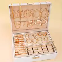 54 Pcs/Set Vintage Elegant Pearl Earrings Ring Heart Pendant Necklace Bracelet For Women Boho Daily Wear Jewelry Set Gifts 2024 - vistorahub