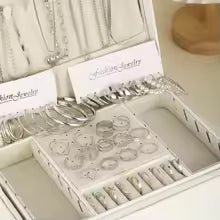 54 Pcs/Set Vintage Elegant Pearl Earrings Ring Heart Pendant Necklace Bracelet For Women Boho Daily Wear Jewelry Set Gifts 2024 - vistorahub