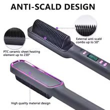Electric Hot Comb Multifunctional Straight Hair Straightener Comb Negative Ion Anti - Scalding Styling Tool Straightening Brush - vistorahub