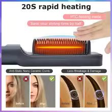 Electric Hot Comb Multifunctional Straight Hair Straightener Comb Negative Ion Anti - Scalding Styling Tool Straightening Brush - vistorahub