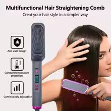 Electric Hot Comb Multifunctional Straight Hair Straightener Comb Negative Ion Anti - Scalding Styling Tool Straightening Brush - vistorahub