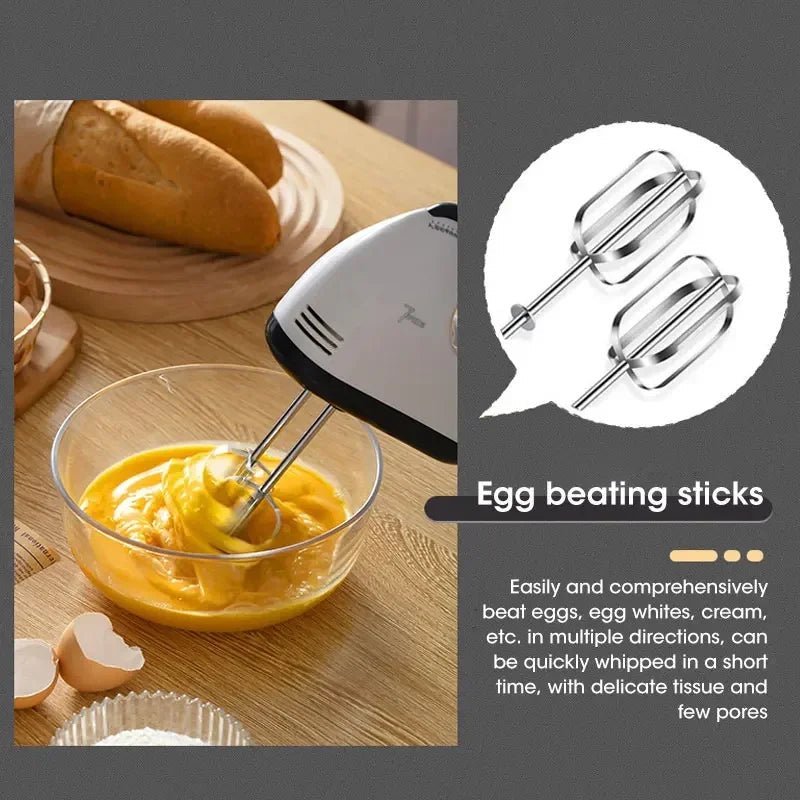 Handheld Electric Egg Beater, Household Automatic Mixer, Handheld Food Cake Bread Baking Dough Mixer, 7 - speed Cream Blender - vistorahub