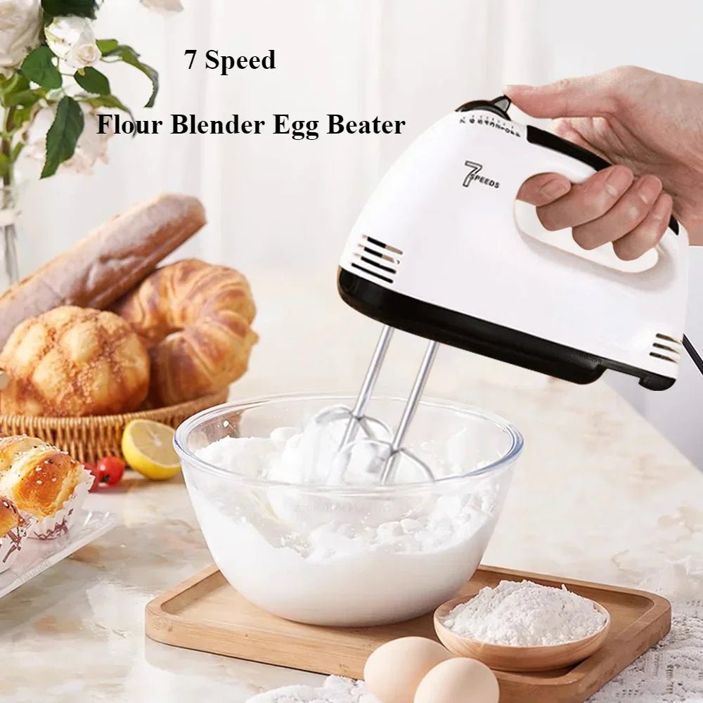 Handheld Electric Egg Beater, Household Automatic Mixer, Handheld Food Cake Bread Baking Dough Mixer, 7 - speed Cream Blender - vistorahub