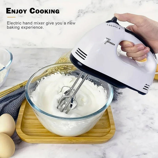 Handheld Electric Egg Beater, Household Automatic Mixer, Handheld Food Cake Bread Baking Dough Mixer, 7 - speed Cream Blender - vistorahub