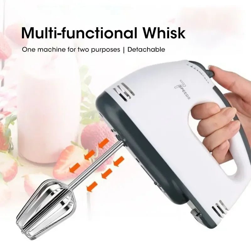 Handheld Electric Egg Beater, Household Automatic Mixer, Handheld Food Cake Bread Baking Dough Mixer, 7 - speed Cream Blender - vistorahub