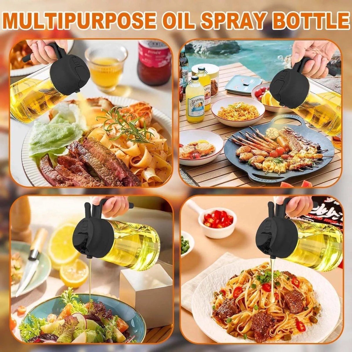 Kitchen Oil Spray Bottle Large Capacity Glass Oil Dispenser Dual - Use for Spraying Pouring Compatible with Olive Oil Soy Sauce - vistorahub