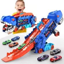 New Product Folding Dinosaur Transporter Car Competitive Game Roll To Eat Car Vehicle Racing Track With Mini Car Kid Gift Toy - vistorahub